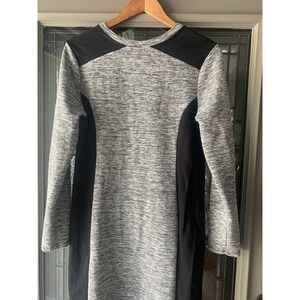 Athleta Tight Knit Sheath Dress Sz L Stretch Black White Athletic